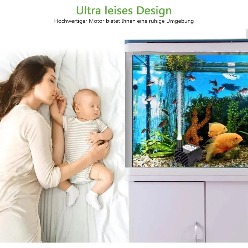 3/5/10/15/25W Aquarium Pump Ultra Quiet Submersible Water Fountain Pump Filter Fish Aquariums Pond Fountain Statues Hydroculture