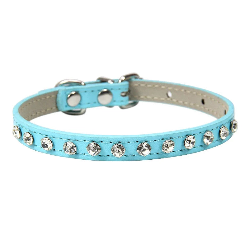 Luxury Rhinestone Rivets Cat Collar Leather Small Dog Collars  Puppy Neck Strap for Kitten Accessories Wholesale /