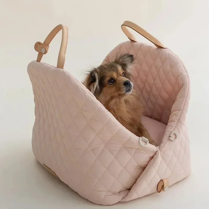Portable Luxury Pet Carrier Handbag-Washable Dog & Cat Travel Bed Small Pets Puppy Safety Car Seat Booster Tote Pet Accessories