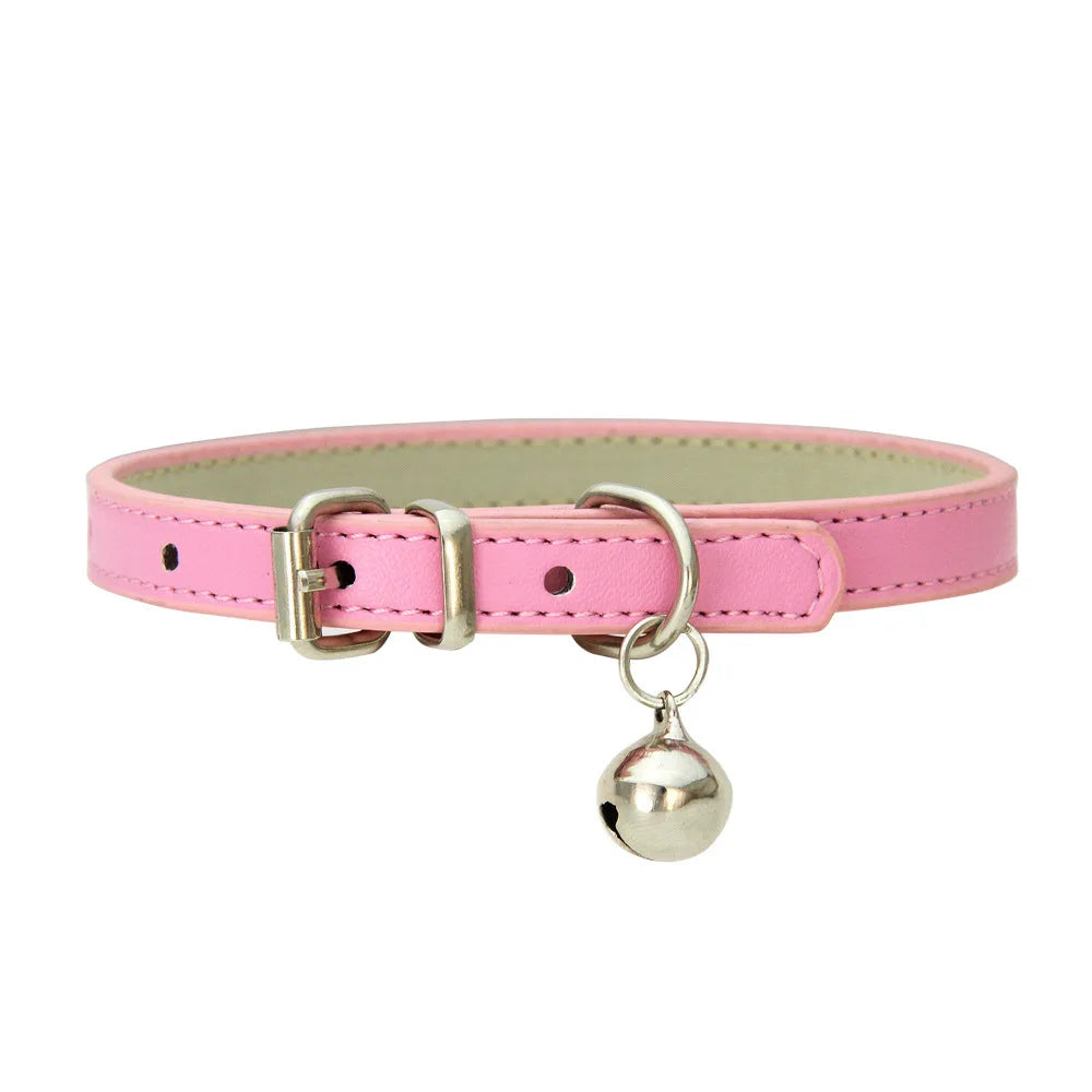 Adjustable PU Leather Cat Collar - Durable, Stylish Pet Collar with Metal Buckle, Soft Padded Design for Small Dogs and cats  -