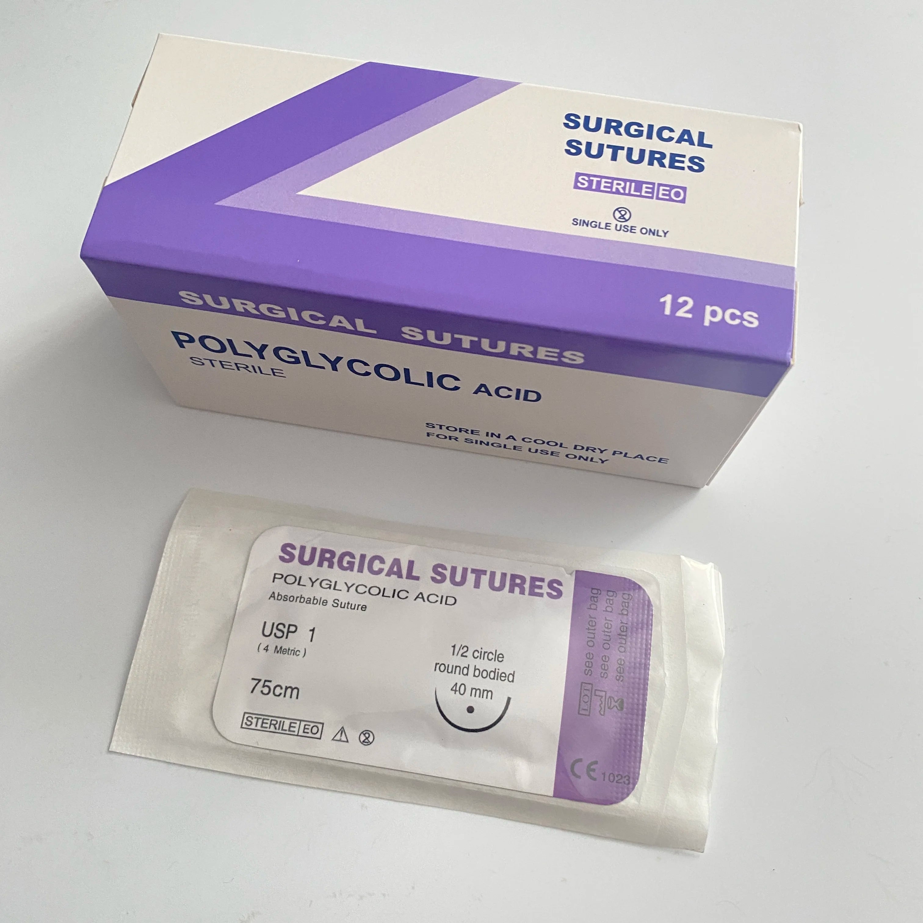 Absorbable veterinary suture with suture needle for pet hospitals, PGA material for cat, dog, and mouse surgery, no need to remo