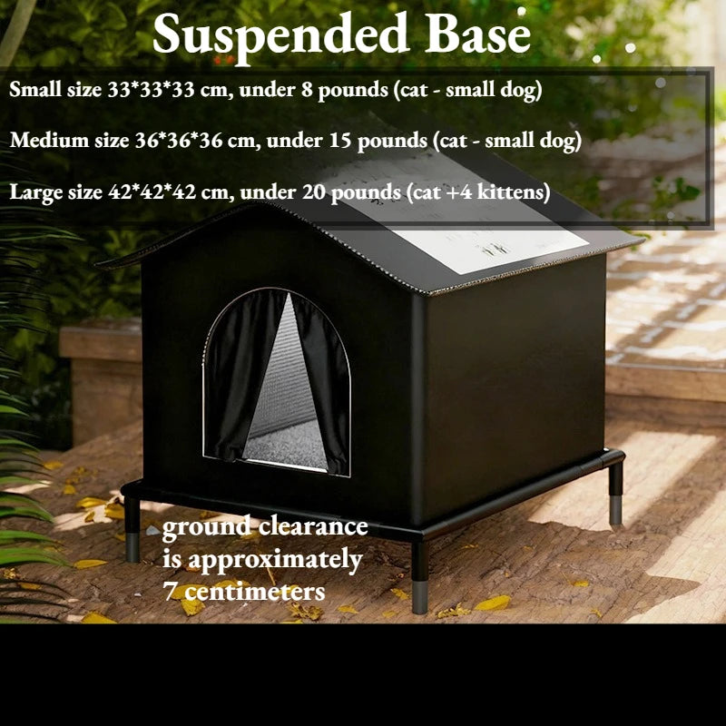 Heated Outdoor Cat House Weatherproof for Winter, Cat House Elevated Bed, Fully Insulated Feral Cat Shelter for Multiple Cats