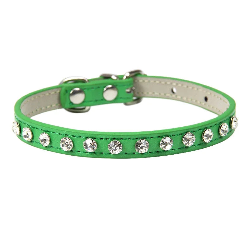 Luxury Rhinestone Rivets Cat Collar Leather Small Dog Collars  Puppy Neck Strap for Kitten Accessories Wholesale /
