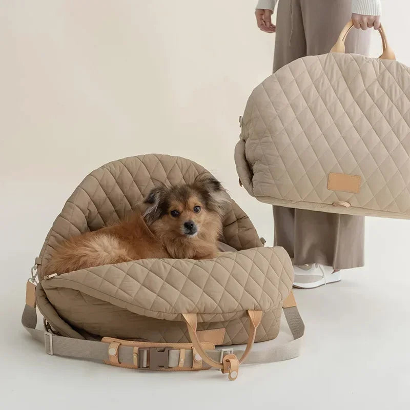 Portable Luxury Pet Carrier Handbag-Washable Dog & Cat Travel Bed Small Pets Puppy Safety Car Seat Booster Tote Pet Accessories