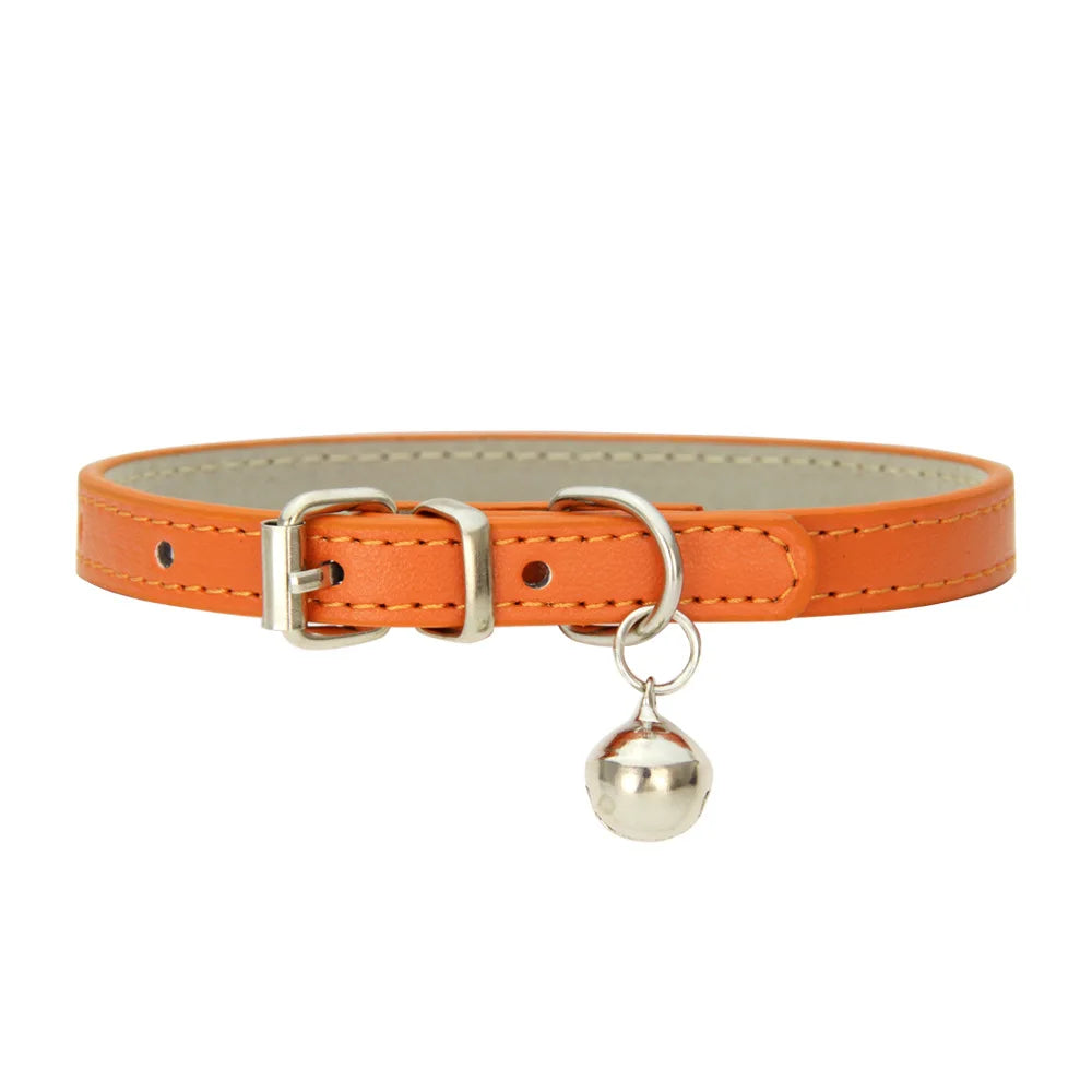Adjustable PU Leather Cat Collar - Durable, Stylish Pet Collar with Metal Buckle, Soft Padded Design for Small Dogs and cats  -