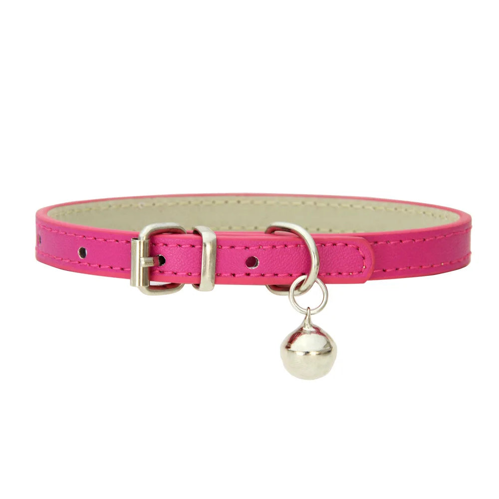 Adjustable PU Leather Cat Collar - Durable, Stylish Pet Collar with Metal Buckle, Soft Padded Design for Small Dogs and cats  -