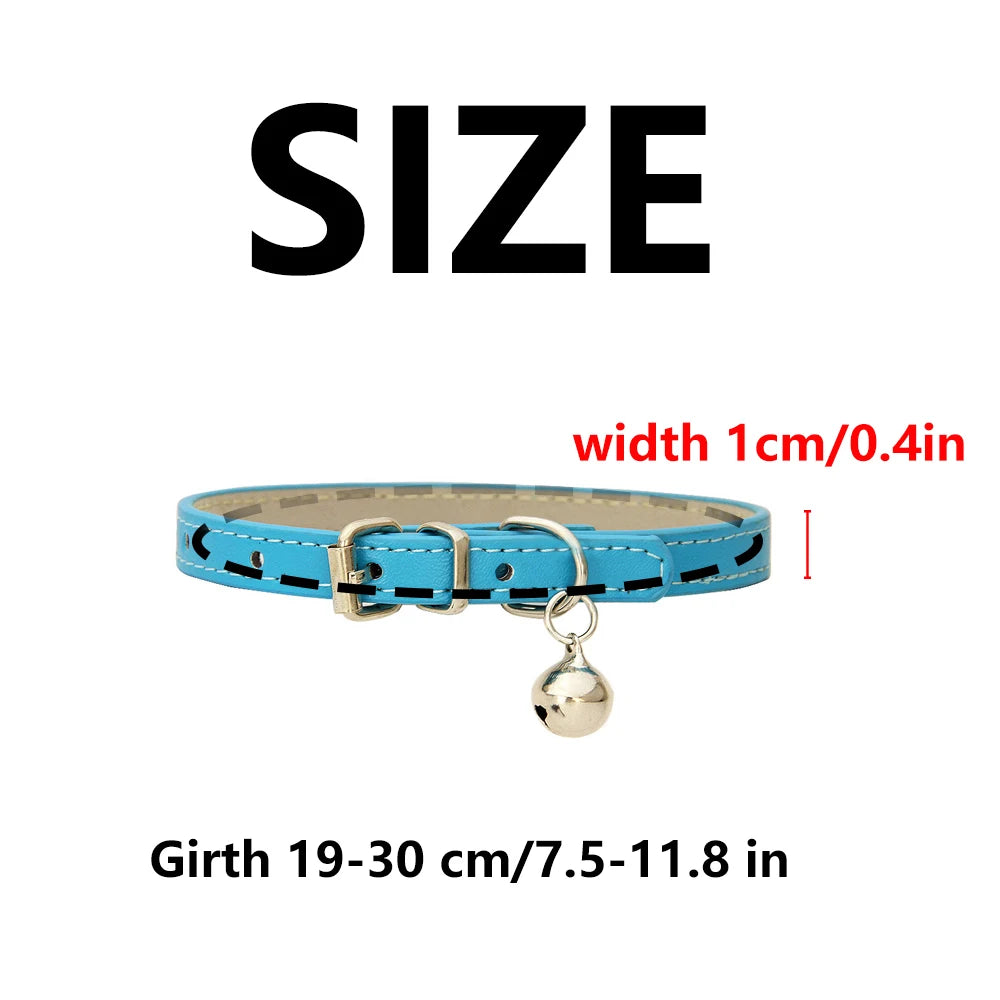 Adjustable PU Leather Cat Collar - Durable, Stylish Pet Collar with Metal Buckle, Soft Padded Design for Small Dogs and cats  -