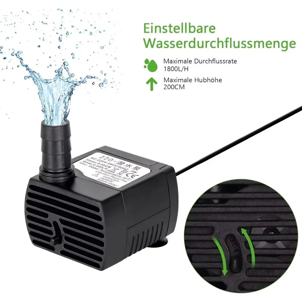 3/5/10/15/25W Aquarium Pump Ultra Quiet Submersible Water Fountain Pump Filter Fish Aquariums Pond Fountain Statues Hydroculture