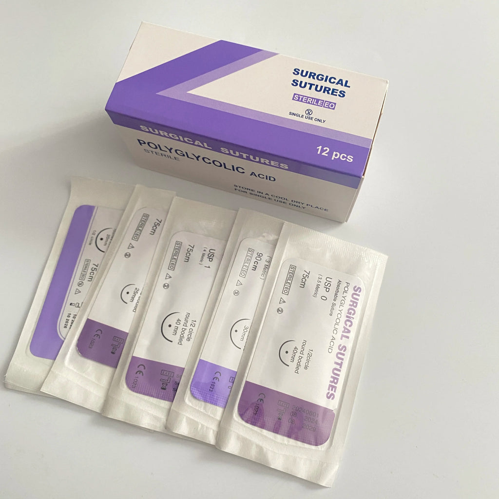 Absorbable veterinary suture with suture needle for pet hospitals, PGA material for cat, dog, and mouse surgery, no need to remo