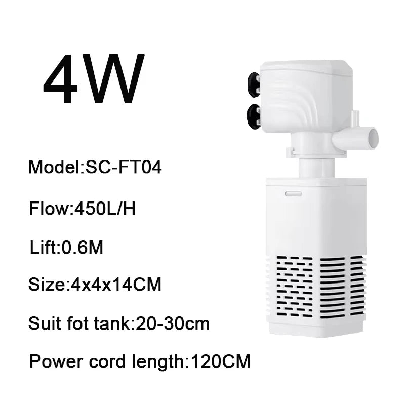 3 in 1 Aquarium Filter Pump Silent Fish Tank Submersible Air Oxygen Aerator Aquarium Air Pump Water Changer Pump Wave Maker 220v
