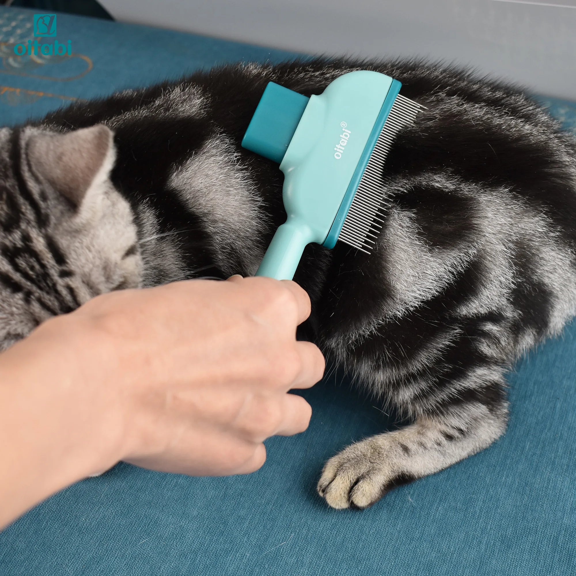 OITABI Flea Comb for Cats & Dogs – Magic Self-Cleaning Cat Grooming Brush with Stainless Steel Teeth Cat Combs for Fleas & Ticks