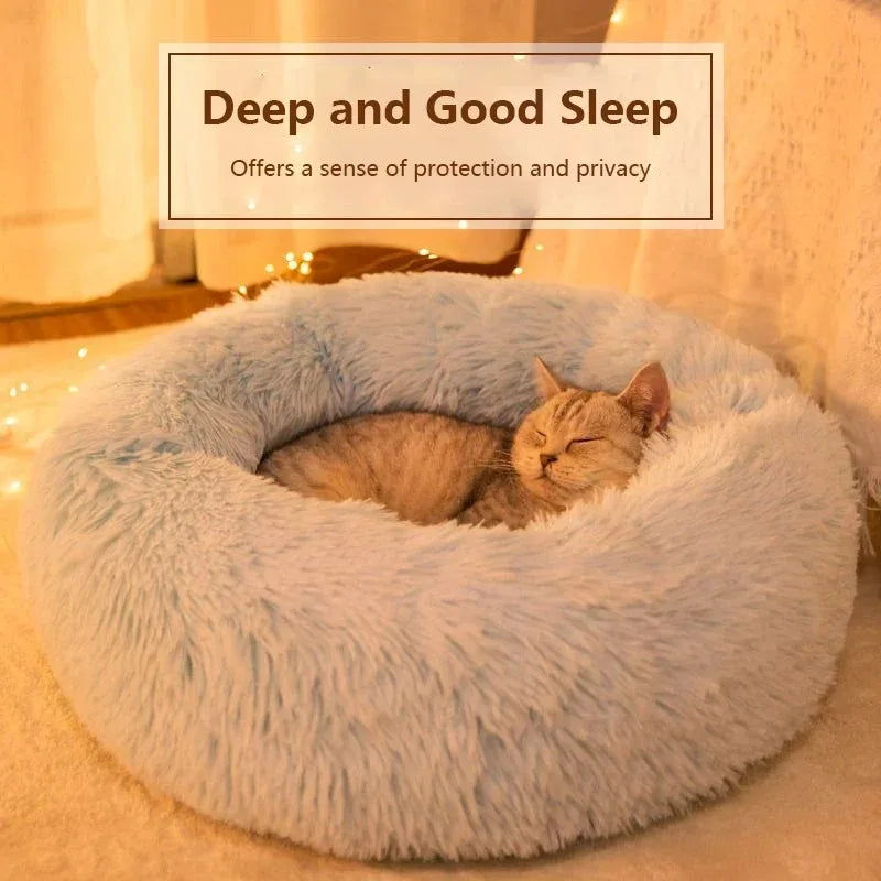 40-70cm Home Plush Pet Nest Super Soft Warm Detachable and Washable Round Pet Bed For Dog and Cat House Winter Warm Sleeping