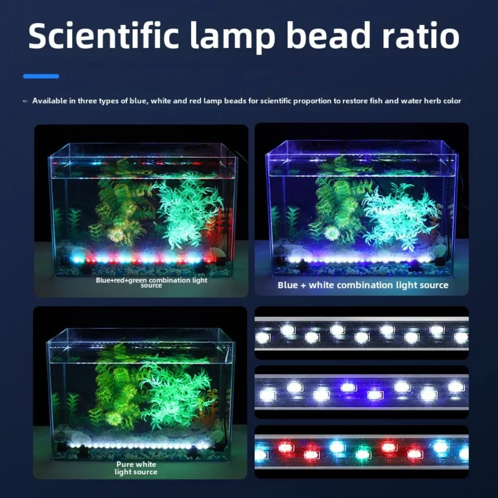 Aquarium LED Light Waterproof Fish Tank Light Plant Grow Lamp 18-48CM Underwater Aquariums Decor Lighting 90-260V 5730 Chip