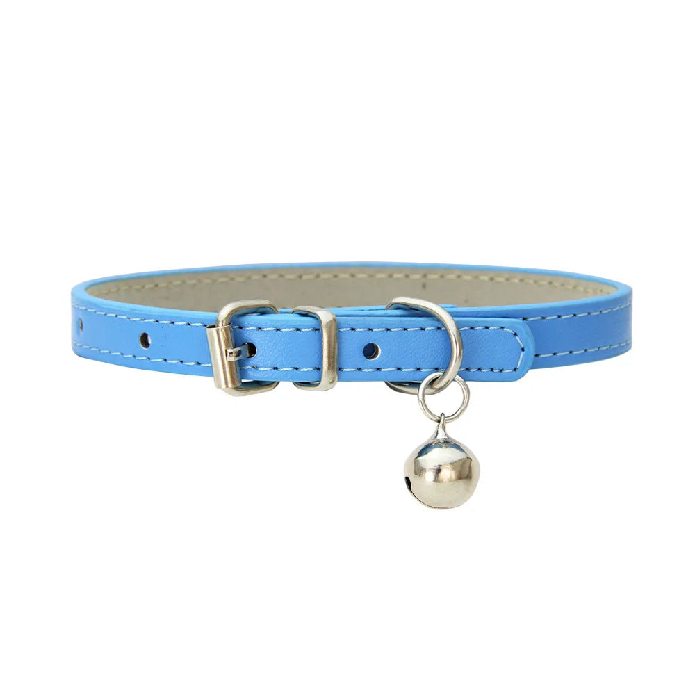 Adjustable PU Leather Cat Collar - Durable, Stylish Pet Collar with Metal Buckle, Soft Padded Design for Small Dogs and cats  -