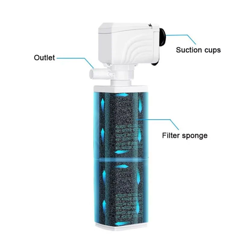 3 in 1 Aquarium Filter Pump Silent Fish Tank Submersible Air Oxygen Aerator Aquarium Air Pump Water Changer Pump Wave Maker 220v