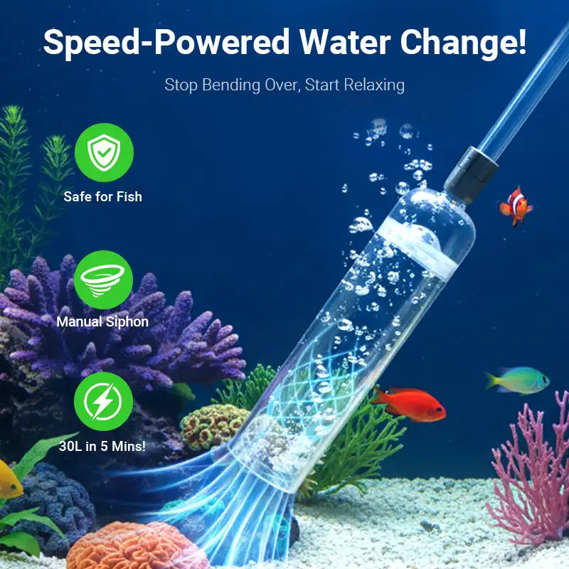 Aquarium Vacuum Cleaner Siphon Pump Gravel Filter & Flow Control Manual Aquarium Water Changer Fish Tank Air Pump Cleaning Tools