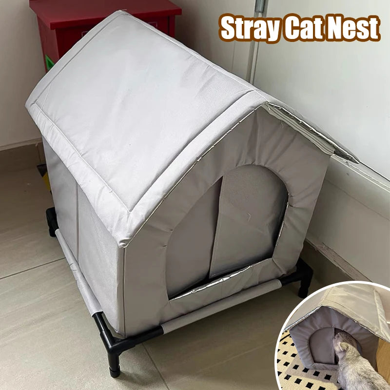 Stray Cats Shelter Winter Pet Furniture Oxford Cloth Weatherproof Cat House Stray Cat Dog Rescue Supplies Indoor And Outdoor Use
