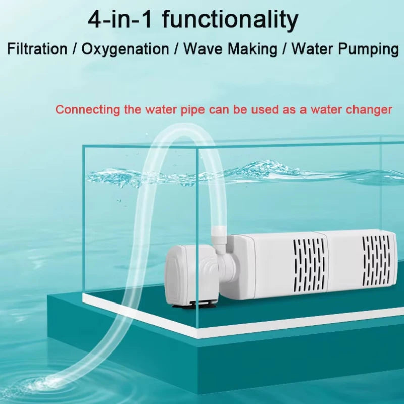 3 in 1 Aquarium Filter Pump Silent Fish Tank Submersible Air Oxygen Aerator Aquarium Air Pump Water Changer Pump Wave Maker 220v