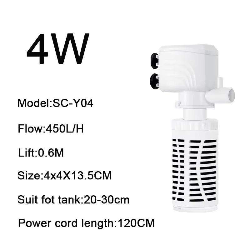 3 in 1 Aquarium Filter Pump Silent Fish Tank Submersible Air Oxygen Aerator Aquarium Air Pump Water Changer Pump Wave Maker 220v
