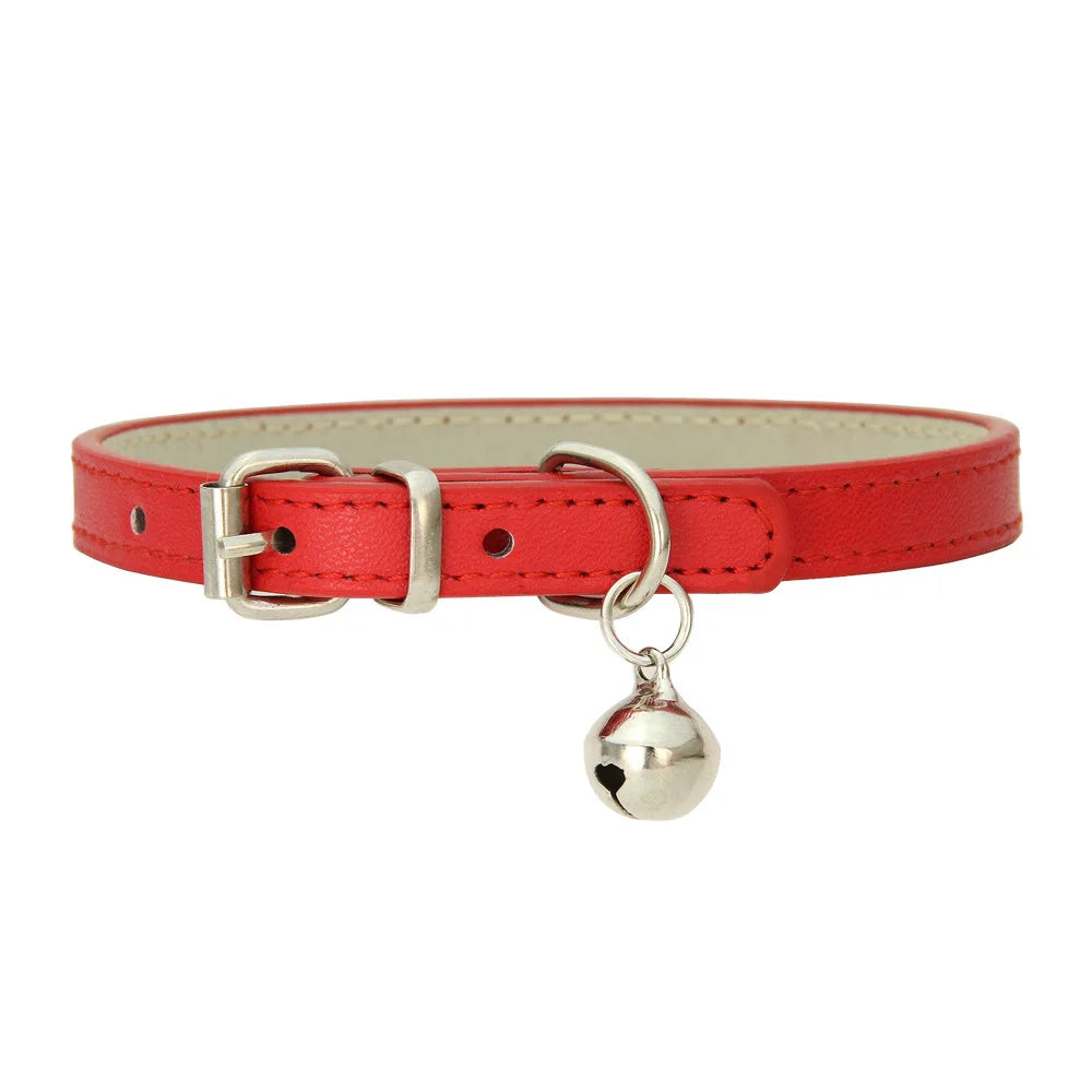 Adjustable PU Leather Cat Collar - Durable, Stylish Pet Collar with Metal Buckle, Soft Padded Design for Small Dogs and cats  -