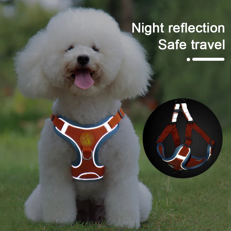 Dogs Adjustable Harness Leash Set for Small Medium Dogs Harness Vest Reflective Puppy Chest Strap Pet Walking Outdoor Supplies
