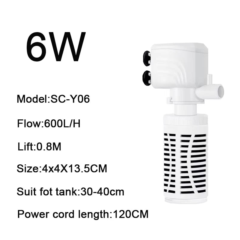 3 in 1 Aquarium Filter Pump Silent Fish Tank Submersible Air Oxygen Aerator Aquarium Air Pump Water Changer Pump Wave Maker 220v
