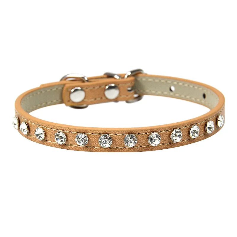 Luxury Rhinestone Rivets Cat Collar Leather Small Dog Collars  Puppy Neck Strap for Kitten Accessories Wholesale /