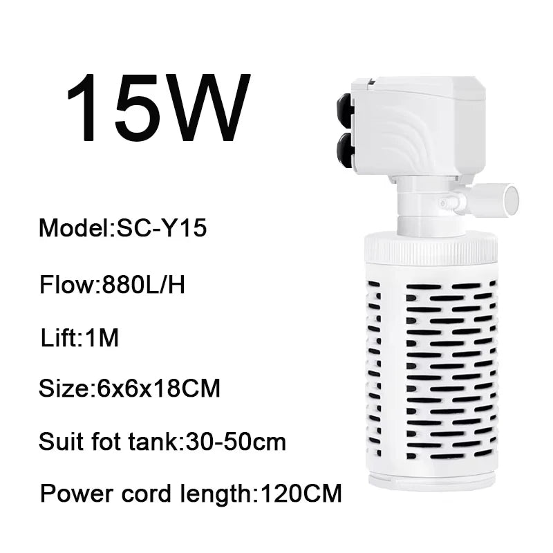 3 in 1 Aquarium Filter Pump Silent Fish Tank Submersible Air Oxygen Aerator Aquarium Air Pump Water Changer Pump Wave Maker 220v