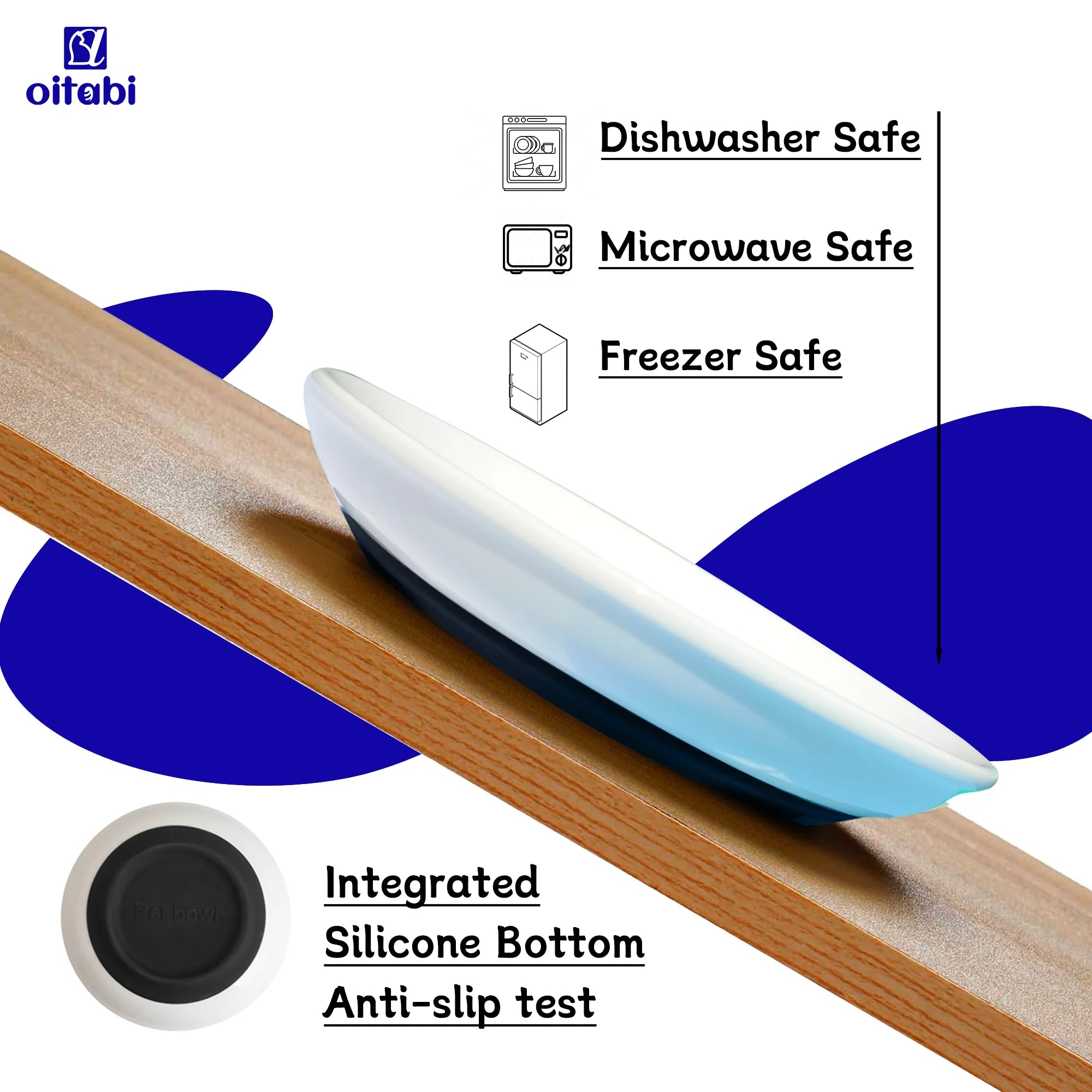 Oitabi 3PCS Cat Food Bowl, Ceramic Cat Bowls, Anti Whisker Fatigue Cats Bowl Set, Shallow Wide Kitten Plates for Food and Water