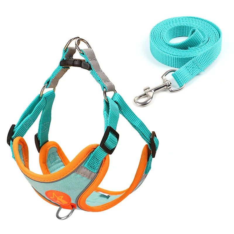 Dogs Adjustable Harness Leash Set for Small Medium Dogs Harness Vest Reflective Puppy Chest Strap Pet Walking Outdoor Supplies
