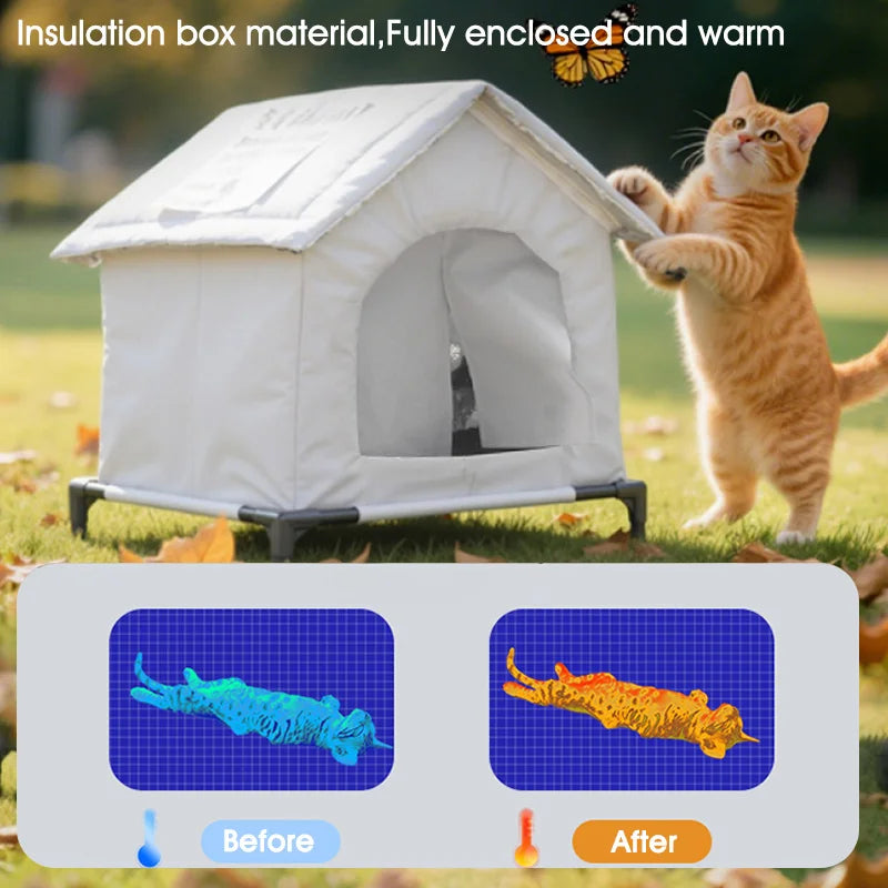 Stray Cats Shelter Winter Pet Furniture Oxford Cloth Weatherproof Cat House Stray Cat Dog Rescue Supplies Indoor And Outdoor Use