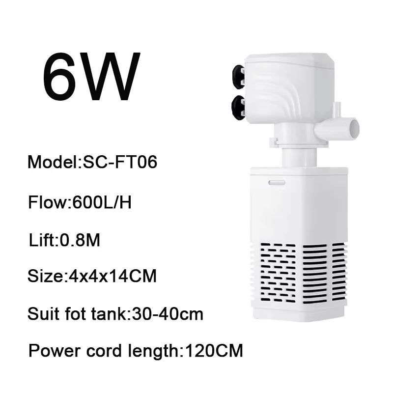 3 in 1 Aquarium Filter Pump Silent Fish Tank Submersible Air Oxygen Aerator Aquarium Air Pump Water Changer Pump Wave Maker 220v