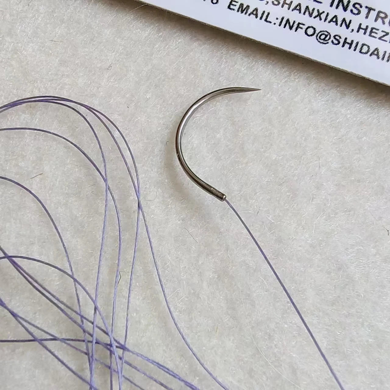 Absorbable veterinary suture with suture needle for pet hospitals, PGA material for cat, dog, and mouse surgery, no need to remo