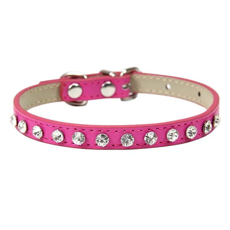 Luxury Rhinestone Rivets Cat Collar Leather Small Dog Collars  Puppy Neck Strap for Kitten Accessories Wholesale /