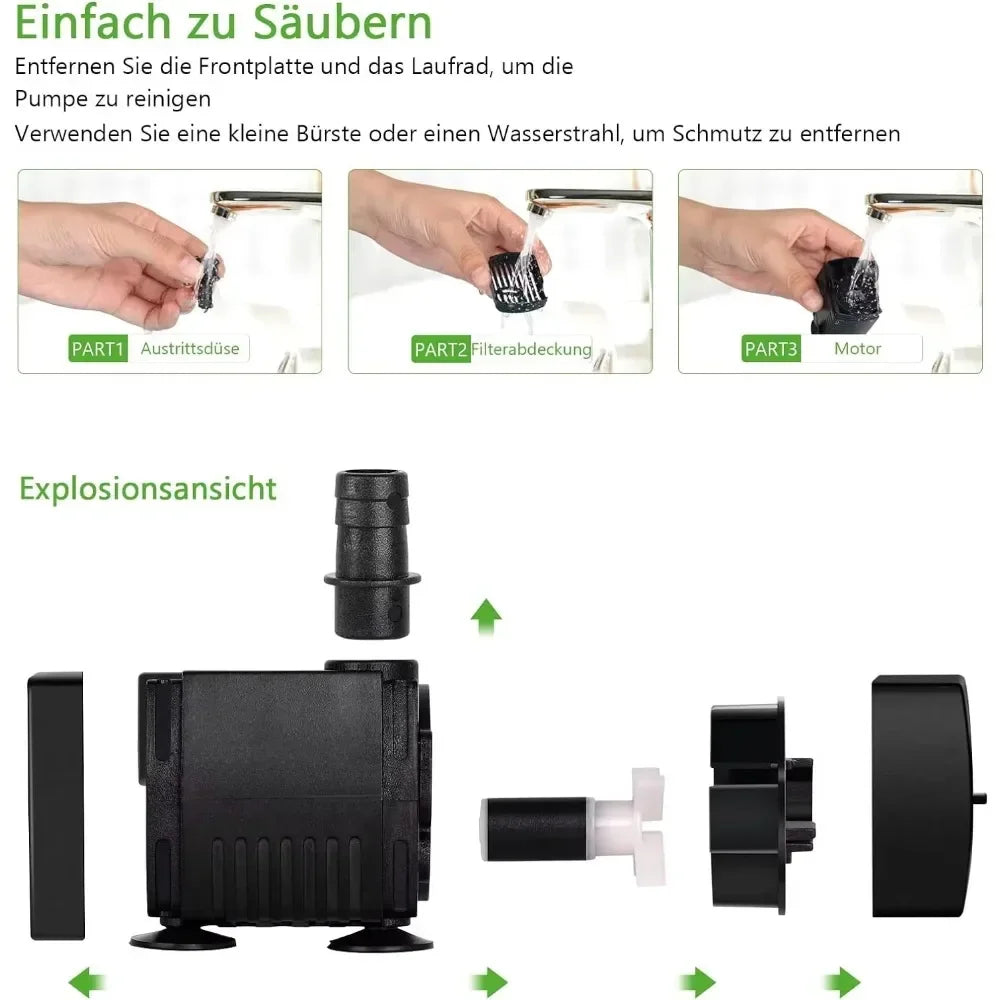 3/5/10/15/25W Aquarium Pump Ultra Quiet Submersible Water Fountain Pump Filter Fish Aquariums Pond Fountain Statues Hydroculture