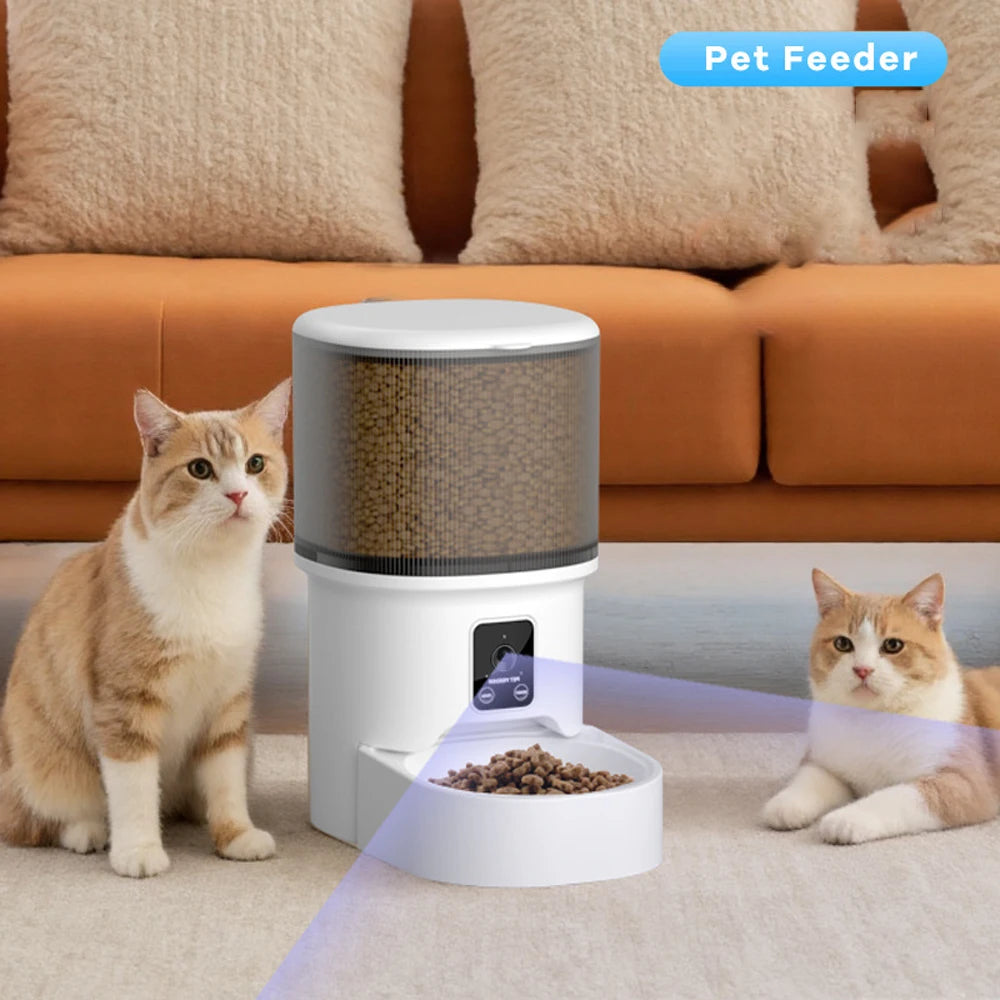 Smart Button WIFI APP Video Pet Feeder Automatic Cat Dog Food Dispenser Stainless Steel Bowl Timed, 4L Pet Feeder 2.2L Fountain