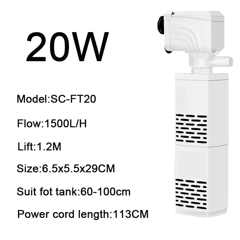 3 in 1 Aquarium Filter Pump Silent Fish Tank Submersible Air Oxygen Aerator Aquarium Air Pump Water Changer Pump Wave Maker 220v
