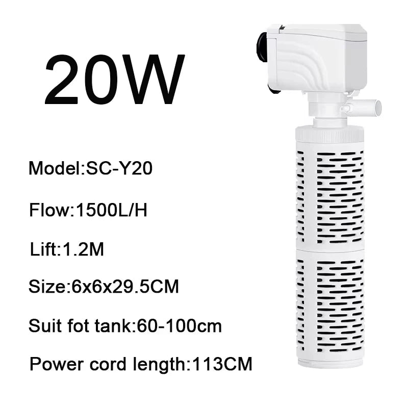 3 in 1 Aquarium Filter Pump Silent Fish Tank Submersible Air Oxygen Aerator Aquarium Air Pump Water Changer Pump Wave Maker 220v