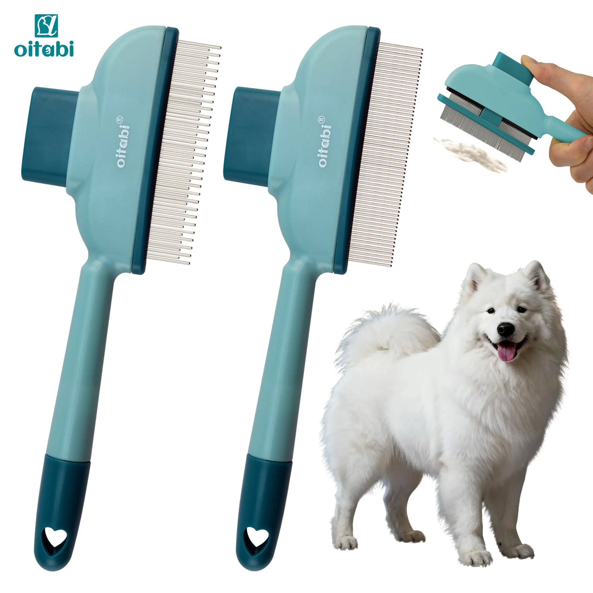 OITABI Flea Comb for Cats & Dogs – Magic Self-Cleaning Cat Grooming Brush with Stainless Steel Teeth Cat Combs for Fleas & Ticks