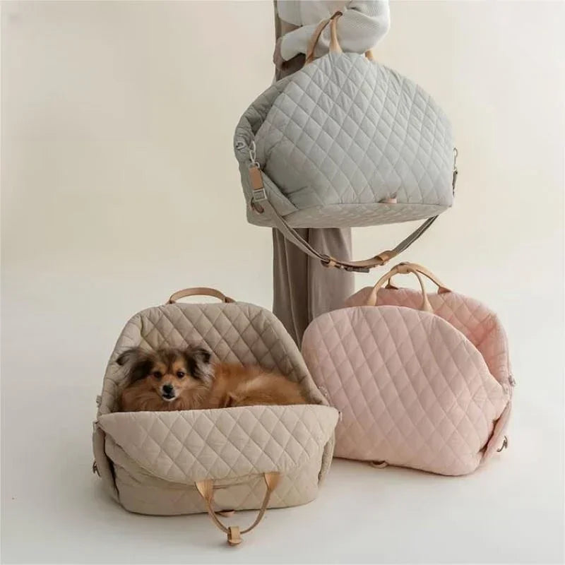 Portable Luxury Pet Carrier Handbag-Washable Dog & Cat Travel Bed Small Pets Puppy Safety Car Seat Booster Tote Pet Accessories