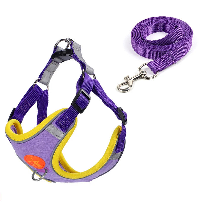 Dogs Adjustable Harness Leash Set for Small Medium Dogs Harness Vest Reflective Puppy Chest Strap Pet Walking Outdoor Supplies
