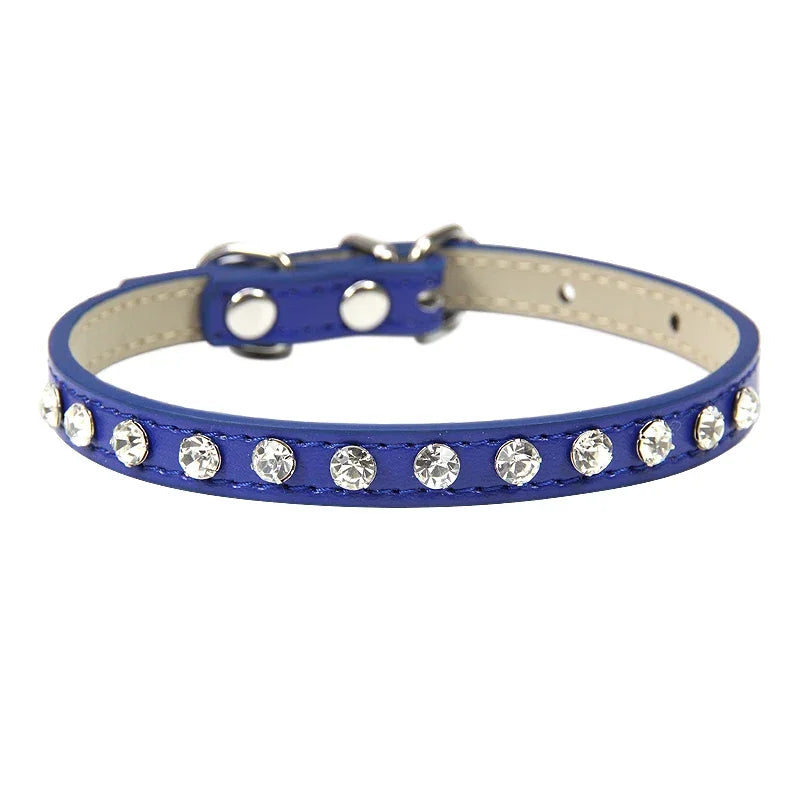 Luxury Rhinestone Rivets Cat Collar Leather Small Dog Collars  Puppy Neck Strap for Kitten Accessories Wholesale /