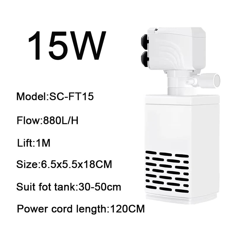 3 in 1 Aquarium Filter Pump Silent Fish Tank Submersible Air Oxygen Aerator Aquarium Air Pump Water Changer Pump Wave Maker 220v