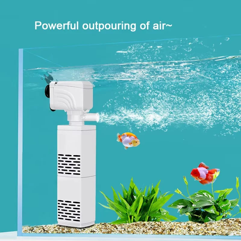 3 in 1 Aquarium Filter Pump Silent Fish Tank Submersible Air Oxygen Aerator Aquarium Air Pump Water Changer Pump Wave Maker 220v