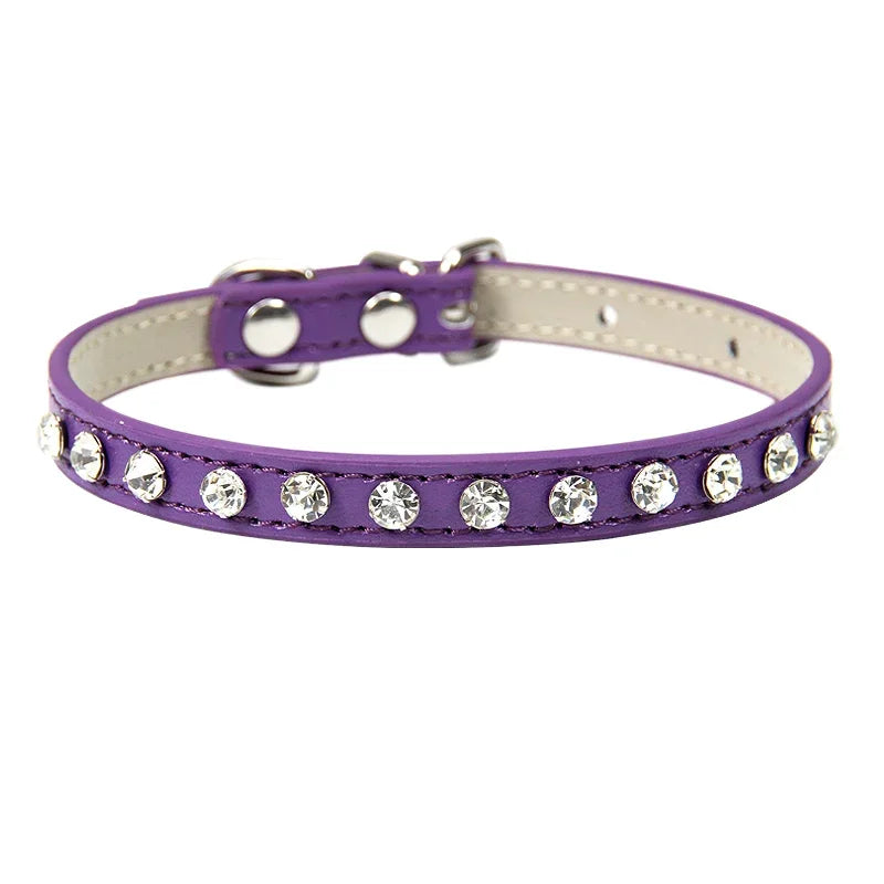 Luxury Rhinestone Rivets Cat Collar Leather Small Dog Collars  Puppy Neck Strap for Kitten Accessories Wholesale /