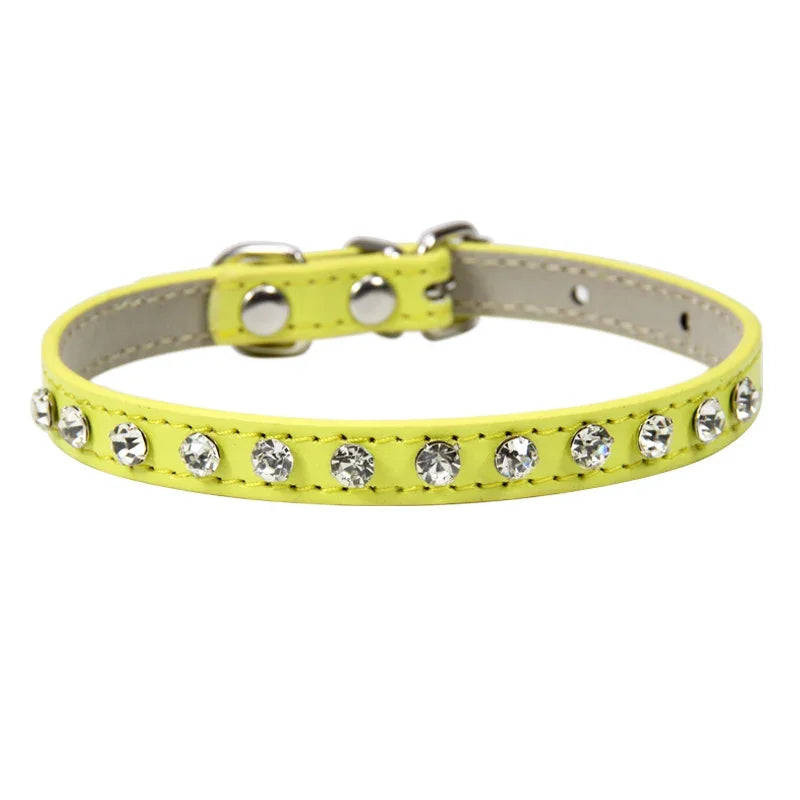 Luxury Rhinestone Rivets Cat Collar Leather Small Dog Collars  Puppy Neck Strap for Kitten Accessories Wholesale /
